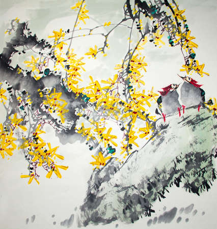 Chinese traditional painting of birdsの写真素材