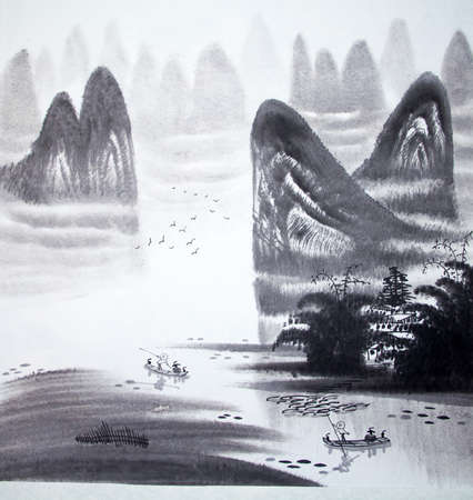 Chinese traditional painting of landscapeの写真素材