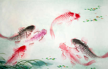 Chinese painting of carpの写真素材