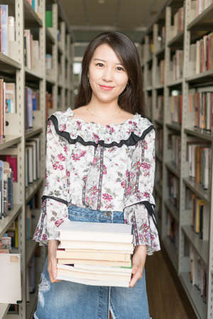 asian girl in library