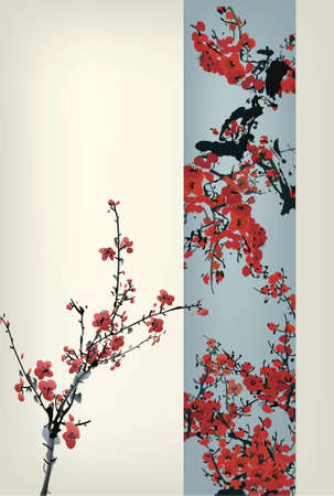 Chinese traditional cherry blossom paintingのイラスト素材