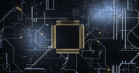 3D rendering cpu on mother board design in CGの写真素材