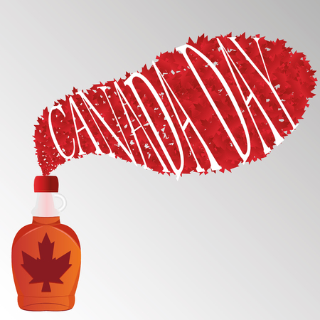Happy Canada Day Background. Printing Product. Maple Syrup Object.のイラスト素材