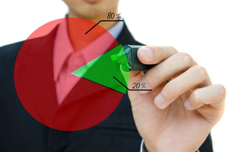 Young business hand drawing showing graph.の写真素材