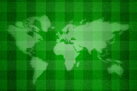 Map world on Artificial green grass fieldの写真素材