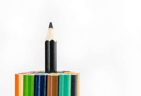 Colour pencils on white background - can use for background.の写真素材