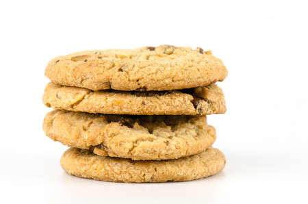 Chocolate chip cookies isolate on white bachground.の写真素材