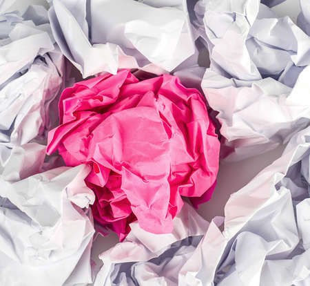 Crumpled Paper ball isolated on white background.の写真素材