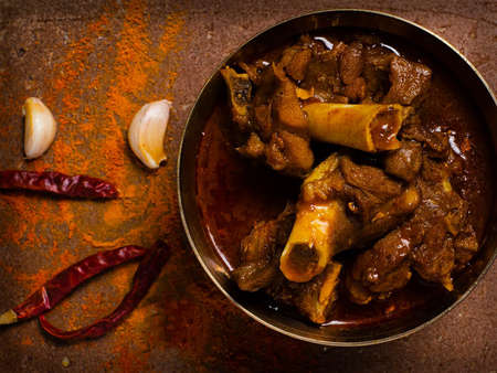 mutton kosha garnish with spices