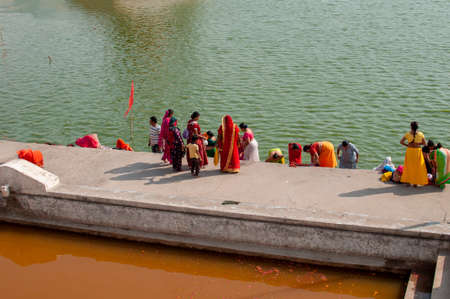 Pushkar Lake or Pushkar Sarovar is a sacred lake of the Hindus is located in the town of Pushkar in Ajmer district of the Rajasthan state of western Indiaのeditorial素材