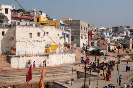 Pushkar Lake or Pushkar Sarovar is a sacred lake of the Hindus is located in the town of Pushkar in Ajmer district of the Rajasthan state of western Indiaのeditorial素材