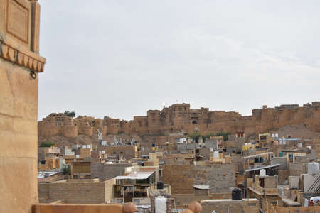 beautiful building architecture of jaisalmer reflect through cityscape of jaisalmer rajasthanのeditorial素材