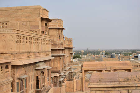 beautiful building architecture of jaisalmer reflect through cityscape of jaisalmer rajasthanのeditorial素材