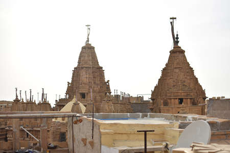 beautiful building architecture of jaisalmer reflect through cityscape of jaisalmer rajasthanのeditorial素材