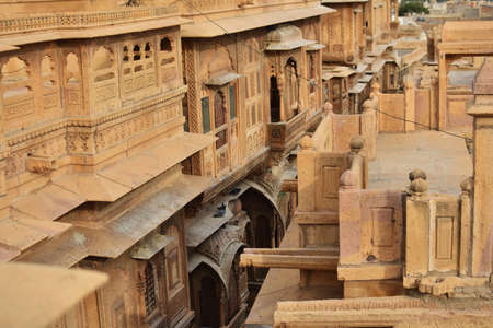 beautiful building architecture of jaisalmer reflect through cityscape of jaisalmer rajasthanのeditorial素材