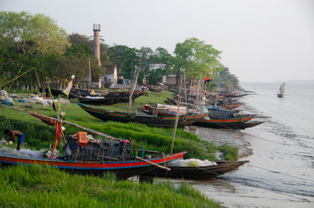 fishing village of Sundarbans west Bengalの写真素材