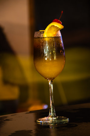 Cocktail on the bar at night. Cocktail on the barの写真素材
