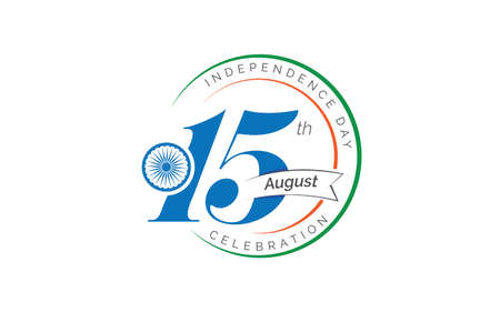15th August Celebration Badge, Label Design Vector Illustrationのイラスト素材