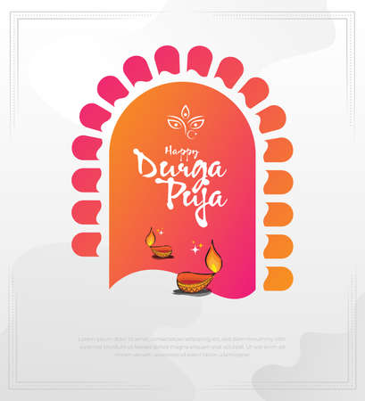 Durga Puja Festival Greeting Background Template Vector Illustrationのイラスト素材