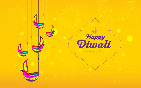 Happy Diwali Festival Greeting Background Template Vector Illustrationのイラスト素材