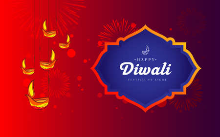 Happy Diwali Festival Greeting Background Template Vector Illustrationのイラスト素材