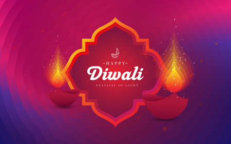 Happy Diwali Festival Greeting Background Template Vector Illustrationのイラスト素材