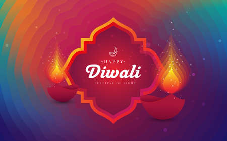 Happy Diwali Festival Greeting Background Template Vector Illustrationのイラスト素材