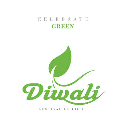 Celebrate Pollution Free Green Diwali Concept Vector Greeting Background Templateのイラスト素材