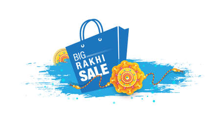 Rakhi Big Sale Banner Design Template with Shopping Bag Illustrationのイラスト素材