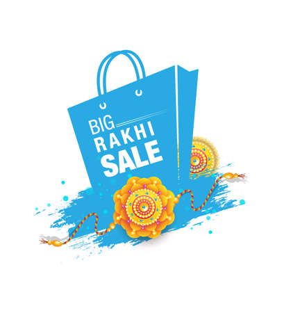 Rakhi Big Sale Banner Design Template with Shopping Bag Illustrationのイラスト素材