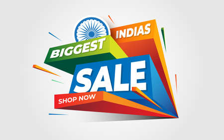 Indian Independence Day Big Sale, Offer Background Design Templateのイラスト素材