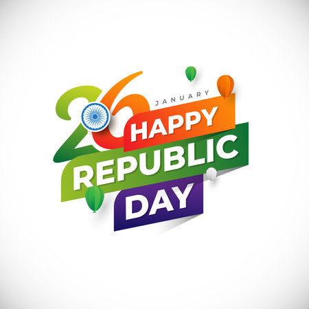 26th January Indian Republic Day Greeting Background Templateのイラスト素材