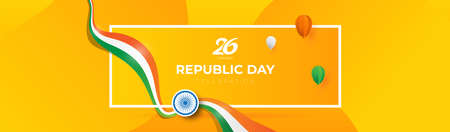 26th January Happy Indian Republic Day Header Banner Background Templateのイラスト素材