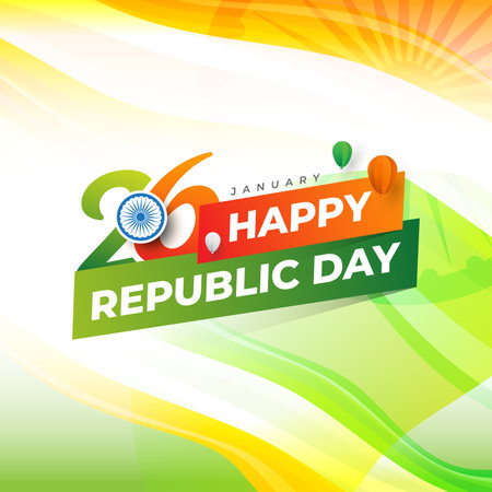 Happy Republic Day Celebration Greeting Design Templateのイラスト素材