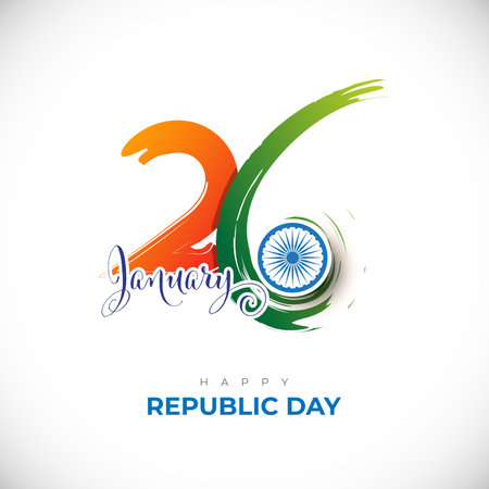 26th January Indian Republic Day Greeting Background Templateのイラスト素材