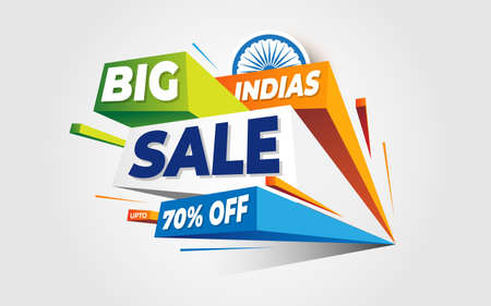 Indian Independence Day Big Sale, Offer Background Design Templateのイラスト素材
