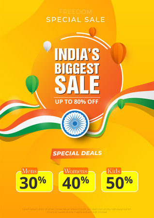 Indian Republic Day Offer Poster Design Template with 50% Discount Tagのイラスト素材