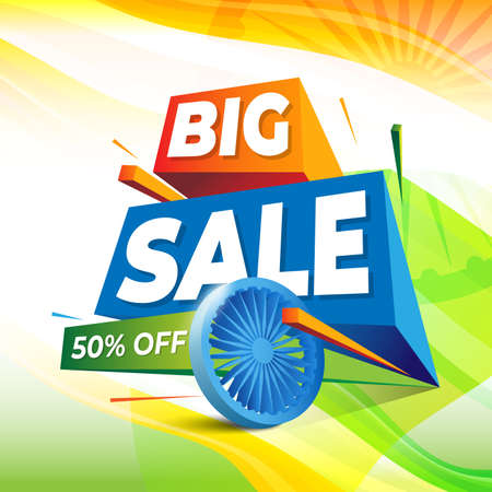 Indian Republic Day Big Sale Background Design Layout Templateのイラスト素材