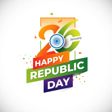 26th January Indian Republic Day Celebration Greeting Background Templateのイラスト素材
