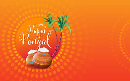 Happy Pongal Festival Greeting Background Template Design Vector Illustrationのイラスト素材