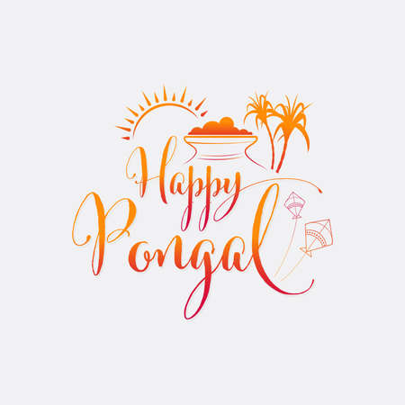Happy Pongal Festival Greeting Background Template Design Vector Illustrationのイラスト素材