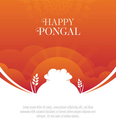 Happy Pongal Greeting Background Festival Design Templateのイラスト素材