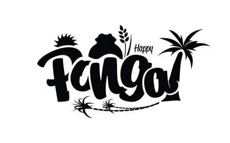 Happy Pongal Design Text Typography Collection Vector Illustrationのイラスト素材