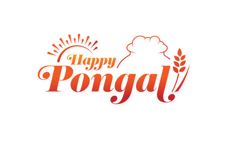Happy Pongal Design Text Typography Collection Vector Illustrationのイラスト素材