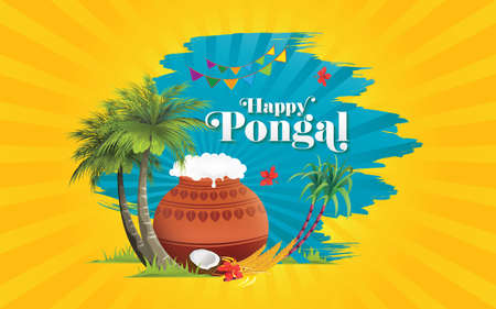 Happy Pongal Festival Background Design Templateのイラスト素材