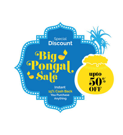 Pongal Festival Offer, Sale Sticker Design Template with 50% Discount Tagのイラスト素材