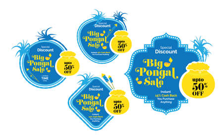 Pongal Festival Offer, Sale Sticker Template with 50% Discount Tagのイラスト素材