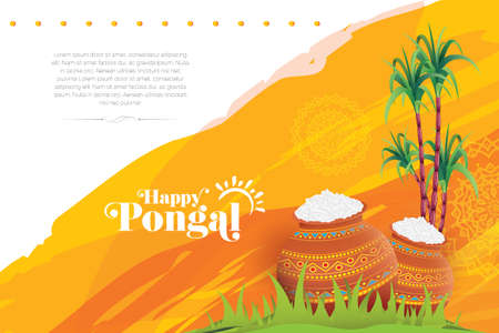 Happy Pongal Festival Background Design Templateのイラスト素材