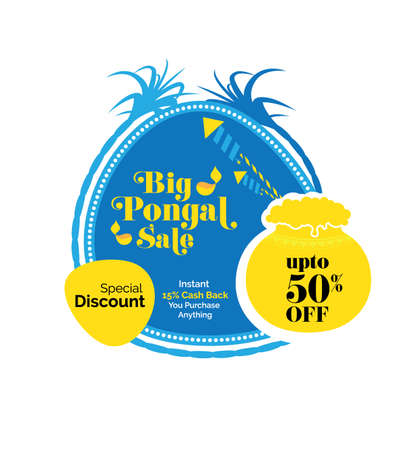 Pongal Festival Offer, Sale Template with 50% Discount Tagのイラスト素材