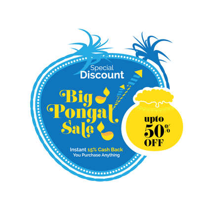 Pongal Festival Offer, Sale Template with 50% Discount Tagのイラスト素材